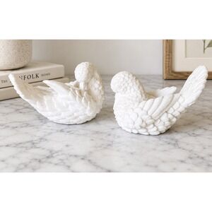 Sculptor A. SANTINI "Doves of Peace" Classic Figures Set of 2 Made in Italy. GUC
